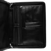 Папка деловая, искусственная кожа, для бумаг, 370 х 275 х 50 мм, с металлическим прижимом, с ручкой, 6Д52 &laquo;Люкс&raquo;, чёрная