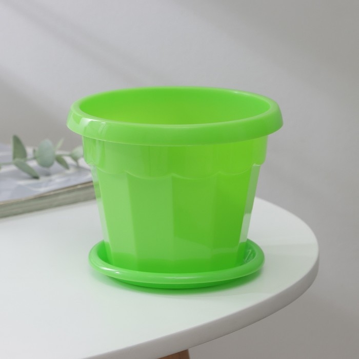 Горшок для цветов с поддоном Доляна &laquo;Эрика&raquo;, 0,7 л, цвет зелёный