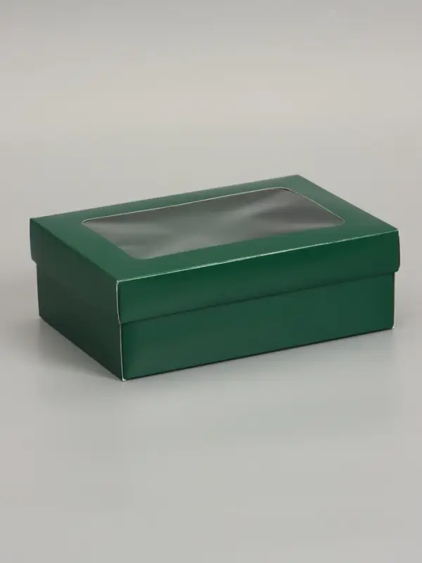 Коробка складная &laquo;Армейский зелёный&raquo;, с окном 21 х 15 х 7 см