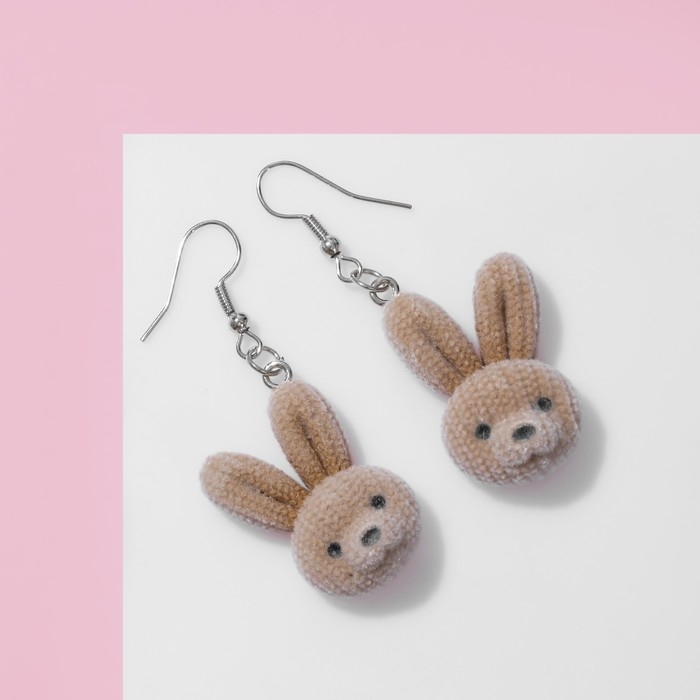 Серьги детские &laquo;Выбражулька&raquo; зайчонок, цвет коричневый
