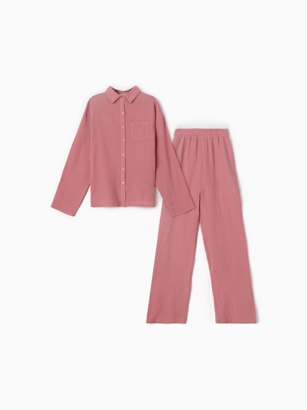 Пижама женская (рубашка и брюки) KAFTAN Basic размер 48-50, пудрово-розовый