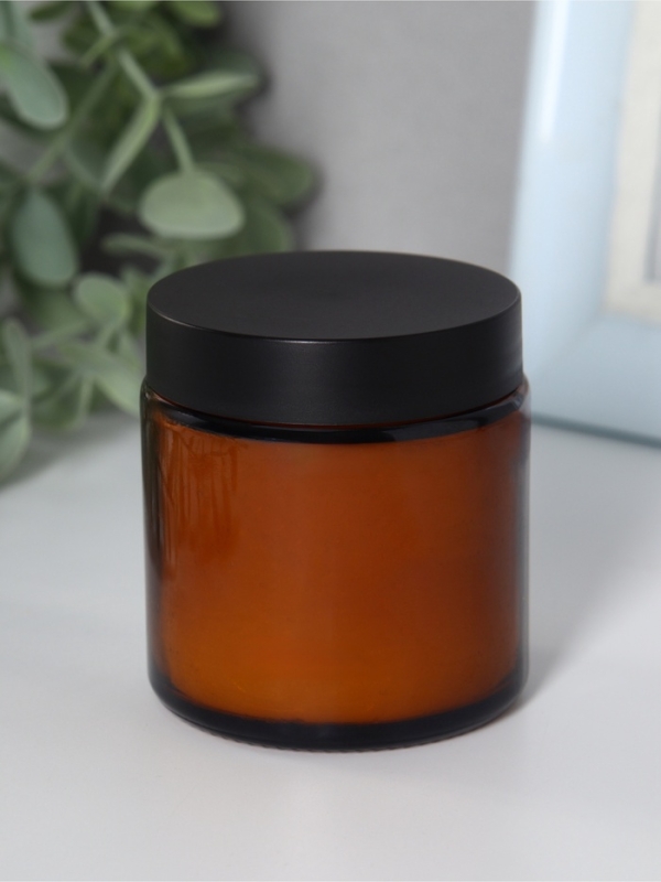 Свеча ароматическая в банке "Pure Basil", соевый воск, 90 г, чёрная кожа