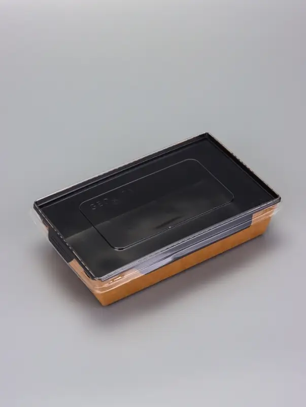 Контейнер с плоской крышкой, черный, 0,8 л, 19 х 13 х 5,5 см