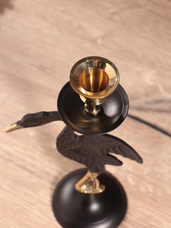 Подсвечник на 1 свечу "Дикая природа" латунь, черный с золотом  12х7,5х23,5 см