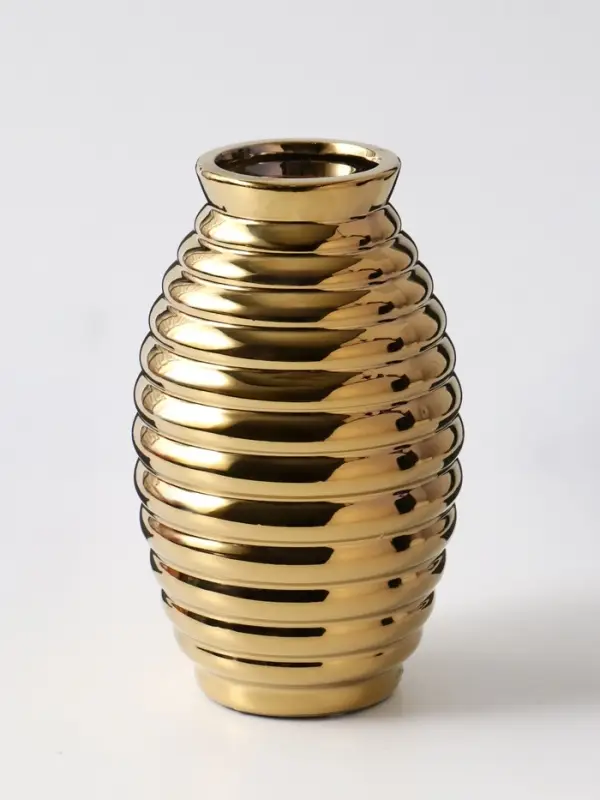 Ваза керамика настольная "Дайзи" полосы, 20х11х7 см, золото