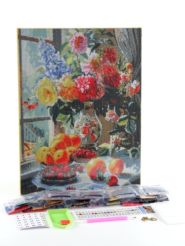 Алмазная мозаика с полным заполнением на холсте с подрамником &laquo;Натюрморт&raquo;, 30 х 40 см