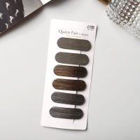 Невидимка для волос "Герти" (набор 6 шт) текстура полосы, 5,5 см, серо-коричневый