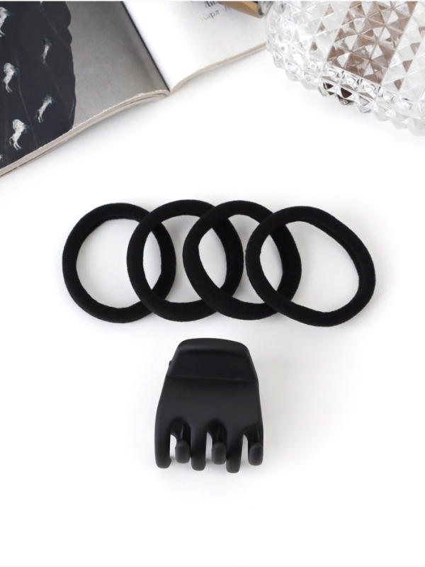 Набор для волос &laquo;Вивьен&raquo;, 4 резинки 5.5 см, краб 3 см, зубья, чёрный