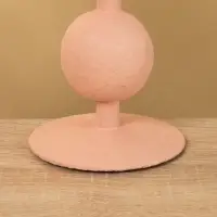 Подсвечник на 1 свечу текстурный "Пудровый розовый" с 2 сферами 8,5х8,5х18 см