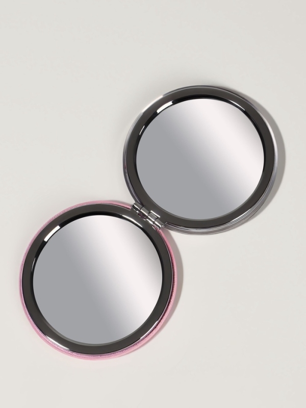 Зеркало складное &laquo;Цветы&raquo;, d = 7,2 см, с увеличением, цвет белый/фиолетовый