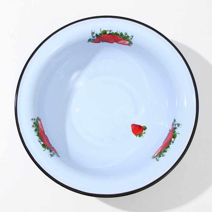 Таз эмалированный &laquo;Клубника садовая&raquo;, 7 л, 38,5&times;12 см, индукция, цвет серо-голубой