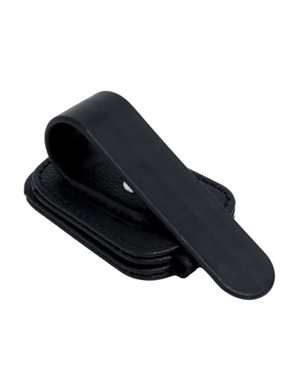 Держатель для очков автомобильный, кожаный, черный