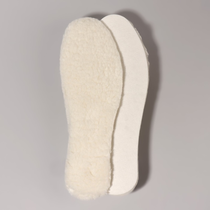 Стельки для обуви, утеплённые, двухслойные, р-р RU до 48 (р-р Пр-ля до 45), 30 см, пара, цвет белый