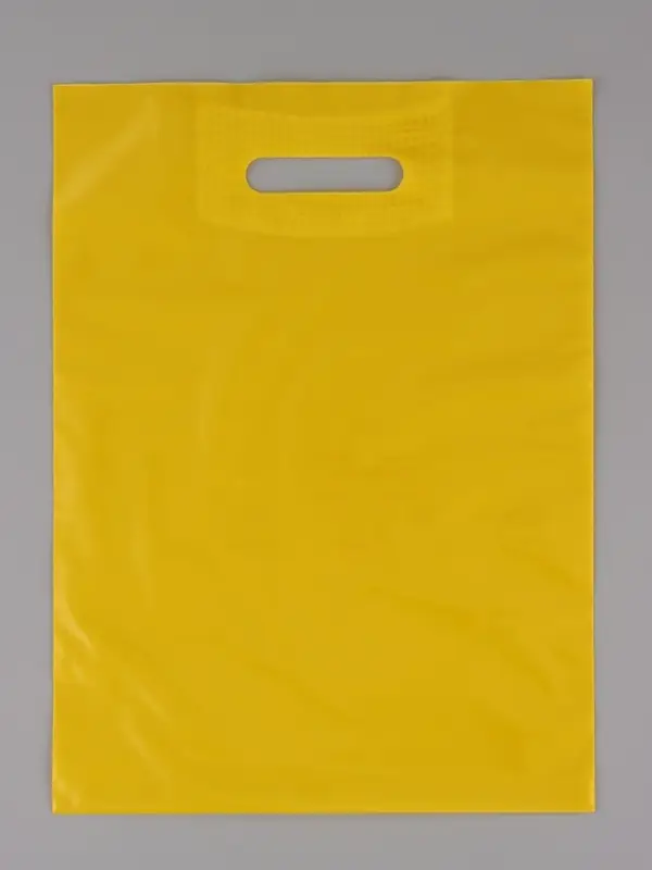 Пакет полиэтиленовый с вырубной ручкой, Желтый 30-40 См, 70 мкм
