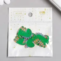 Декор для творчества металл, эмаль "Зелёный дракоша" золото 2,3х2,8 см