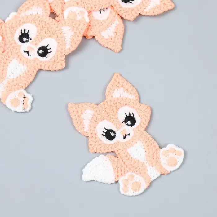 Декор для творчества текстиль вышивка "Лисёнок" 7,5х5 см