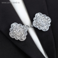 Зажим для кардигана &laquo;Ажур&raquo;, цвет белый в серебре