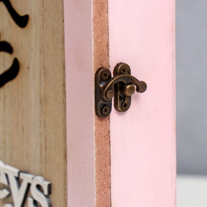 Ключница дерево Ключница дерево "Сердечко на бантике" розовая 26,5х21х6,5 см