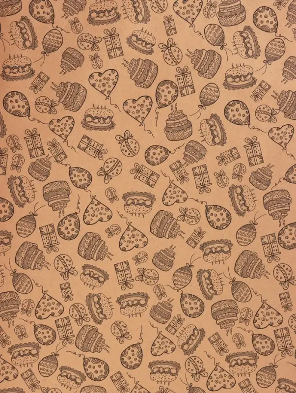 Крафт бумага &laquo;Праздник&raquo; черный на коричневом фоне, 0.7&times;10&plusmn;5% м, 60 г