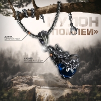 Кулон-амулет &laquo;Помпеи&raquo; дракон, цвет синий в чернёном серебре, 70 см