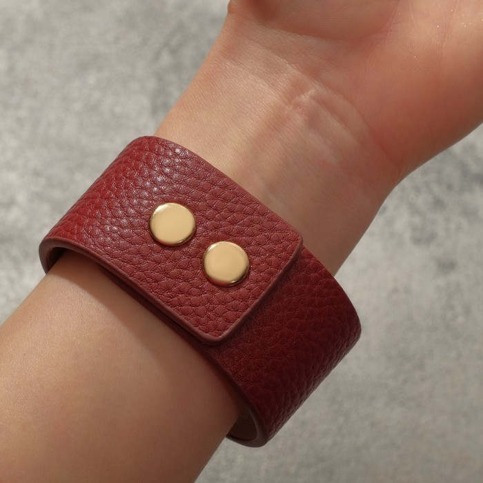 Браслет кожа &laquo;Помпеи&raquo; стразы, цвет бордовый в золоте, 21 см