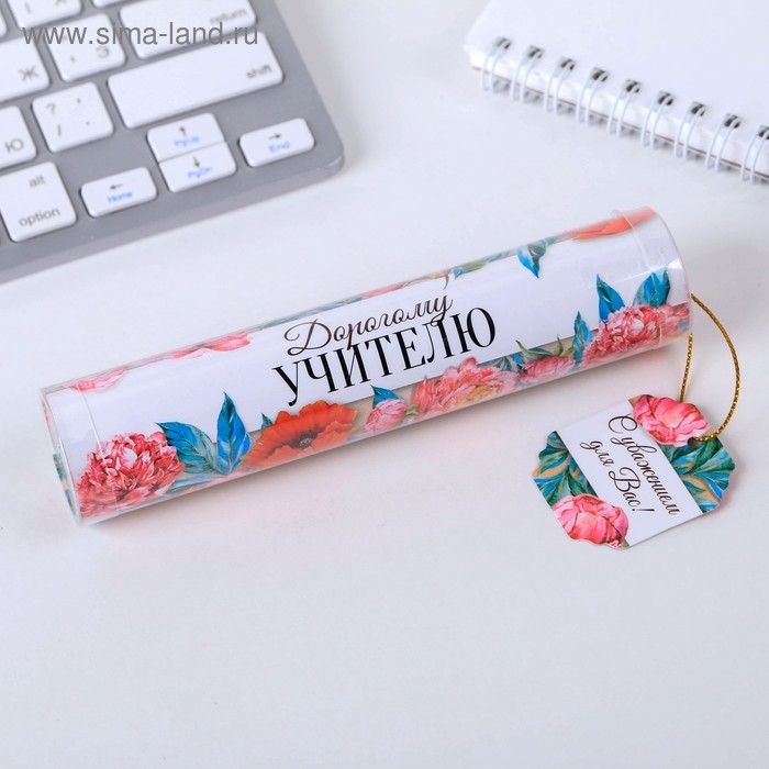 Ручка в тубусе &laquo;Дорогому учителю!&raquo;, пластик, синяя паста, 1.0 мм