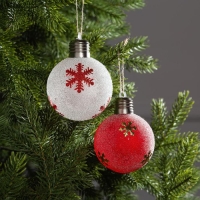 Набор ёлочных шаров «Снежинки» 2 шт., батарейки, 1 LED, свечение тёплое белое Набор ёлочных шаров «Снежинки» 2 шт., батарейки, 1 LED, свечение тёплое белое