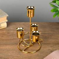 Подсвечник металл на 4 свечи "Спираль" золото 16х9х9 см Подсвечник металл на 4 свечи "Спираль" золото 16х9х9 см