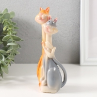 Сувенир полистоун обнимашки "Кот и кошка - полосатики" 16х7,8х5 см