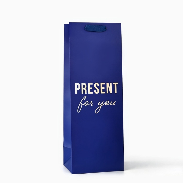 Пакет подарочный под бутылку &laquo;Подарок&raquo;, голография, 13 х 10 х 36 см