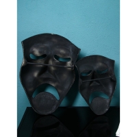 Набор настенных фигур &laquo;Маска грустная&raquo;, полистоун, 60 см, 2 шт, цвет чёрный матовый