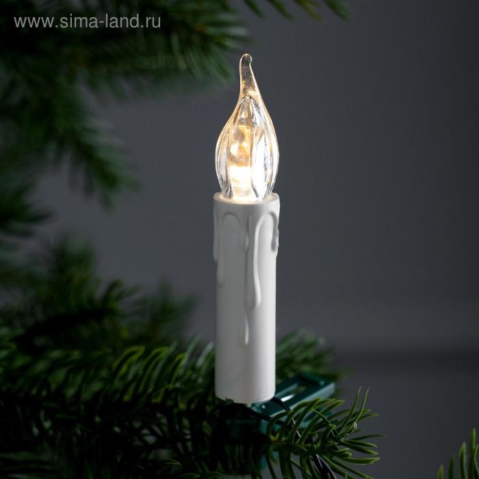 Гирлянда &laquo;Нить&raquo; 10 м с насадками &laquo;Свечи на прищепке&raquo;, IP20, тёмная нить, 50 LED, свечение тёплое белое, 220 В