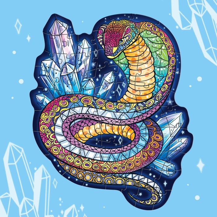 Новый год! Пазл светящийся &laquo;Сверкающая кобра&raquo;, 64 детали