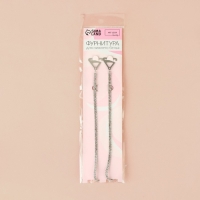 Бретели декоративные со стразами, фурнитура металл, 4 мм, 45 см, пара, цвет серебряный