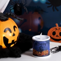 Светодиодная фигура &laquo;Свеча с тыквами&raquo; 7.5 &times; 10 &times; 7.5 см, пластик, батарейки AG13х3 (в комплекте), свечение тёплое белое