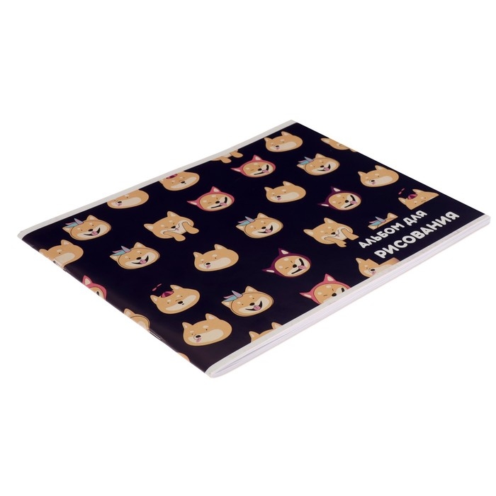 Альбом для рисования А4, 40 листов на скрепке "Веселые корги", обложка мелованный картон, блок 100 г/м&sup2;