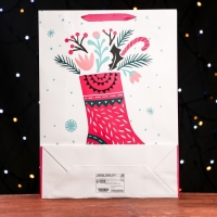 Новый год. Пакет ламинированный &laquo;Праздничный носок&raquo; 32 х 12 х 42 см