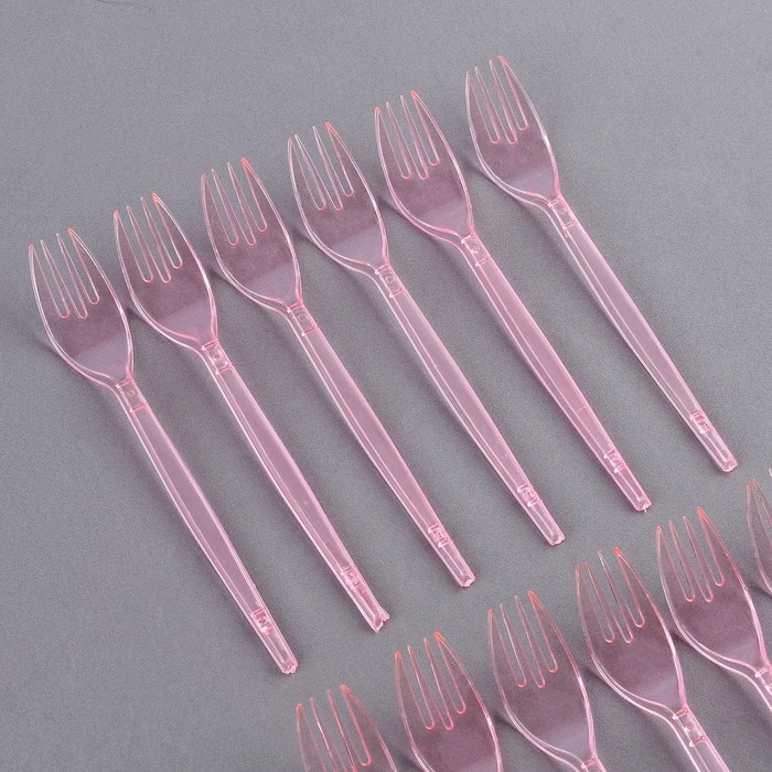 Вилки пластиковые, в наборе 12 шт., цвет розовый