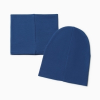 Комплект для мальчика (снуд и шапка), цвет индиго, размер 50-54 Комплект для мальчика (снуд и шапка), цвет индиго, размер 50-54