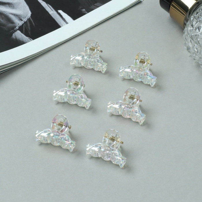 Краб для волос "Аванти" (набор 6 шт) петельки, 2,5 см, прозрачный