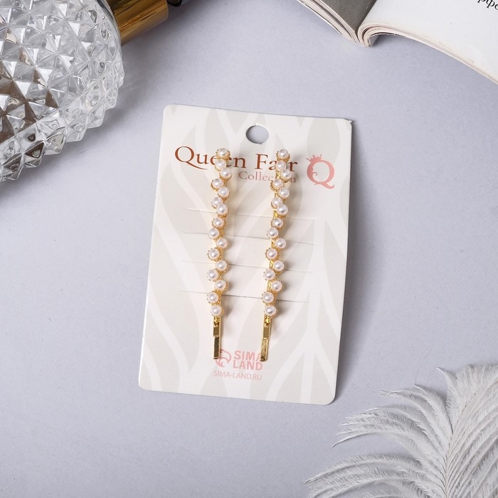 Невидимка для волос "Либерти" (набор 2 шт) роскошь, 6 см, золото