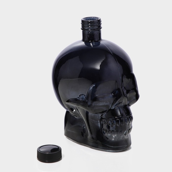 Бутылка стеклянная &laquo;Череп&raquo;, 0,77 л, цвет чёрный