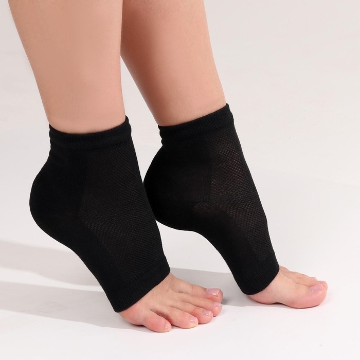 Напяточники для педикюра, увлажняющие, с силиконовыми вставками, 16 &times; 8,5 см, ONE SIZE, цвет чёрный