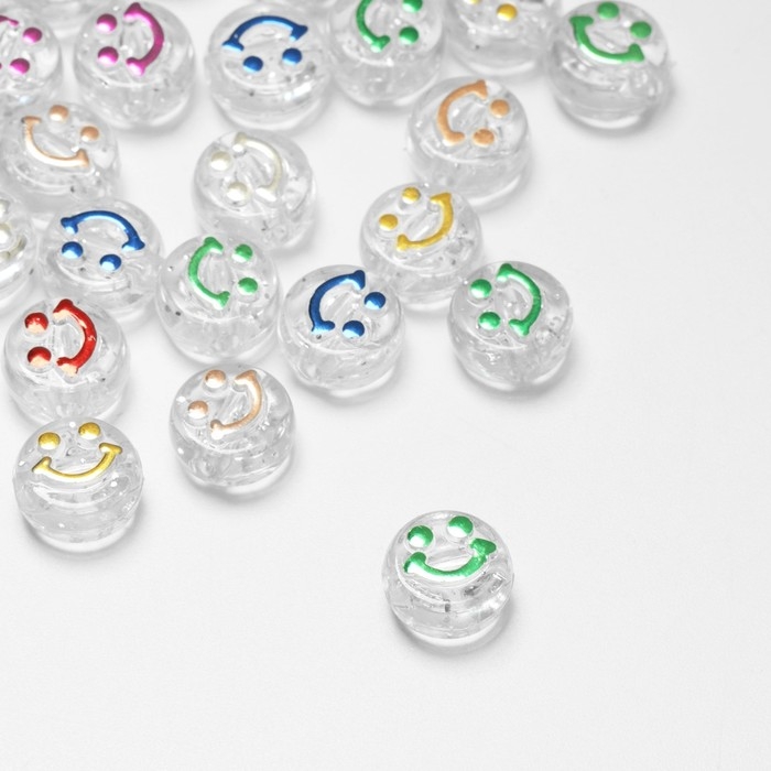 Бусина из акрила &laquo;Смайл&raquo;, 7&times;4мм, (набор 10 г), цвет МИКС