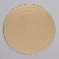 Коробка под торт 2 окна, с ручками, белая, + подложка 2,5 золото-белый, 24 х 24 х 20 см