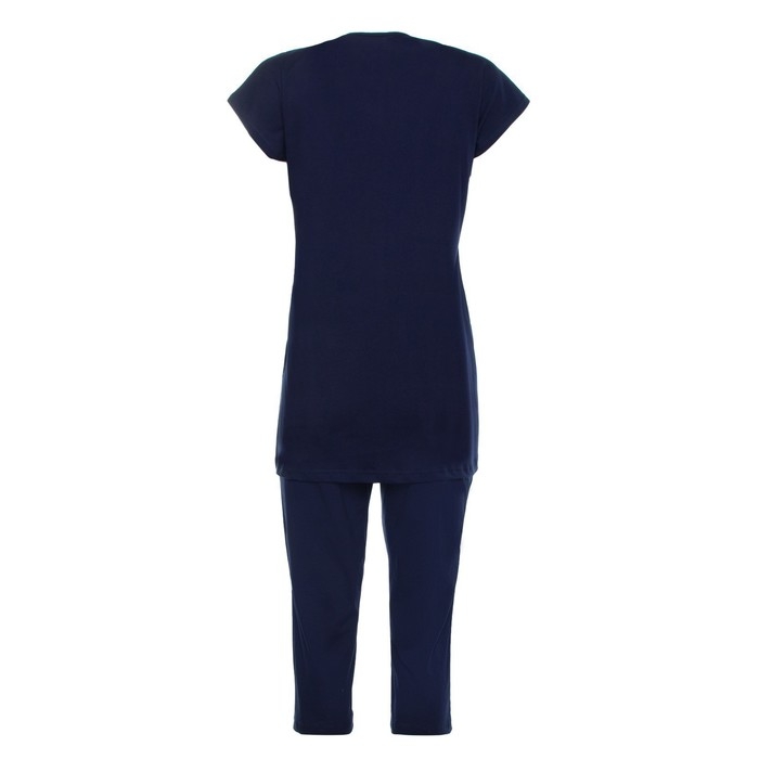 Костюм домашний женский (туника, бриджи), цвет синий, размер 52