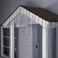 Гирлянда &laquo;Бахрома&raquo; 4 &times; 0.6 м, IP44, тёмная нить, 180 LED, свечение жёлтое, 8 режимов, 220 В