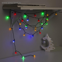 Гирлянда &laquo;Нить&raquo; 5 м с насадками &laquo;Шарики цветные&raquo;, IP20, тёмная нить, 30 LED, свечение мульти, 8 режимов, 220 В