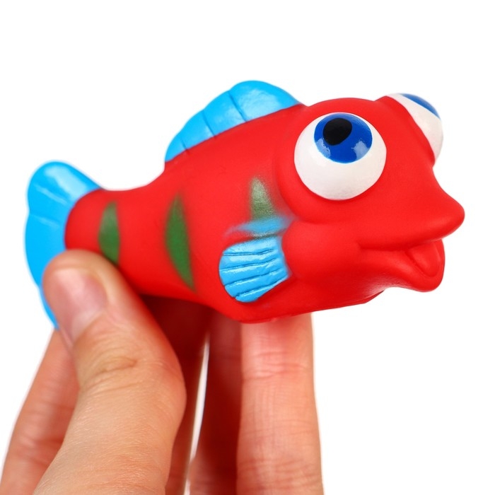 Набор резиновых игрушек для ванны &laquo;Рыбки лупоглазики&raquo;, 12 см, с пищалкой, 6 шт, Крошка Я