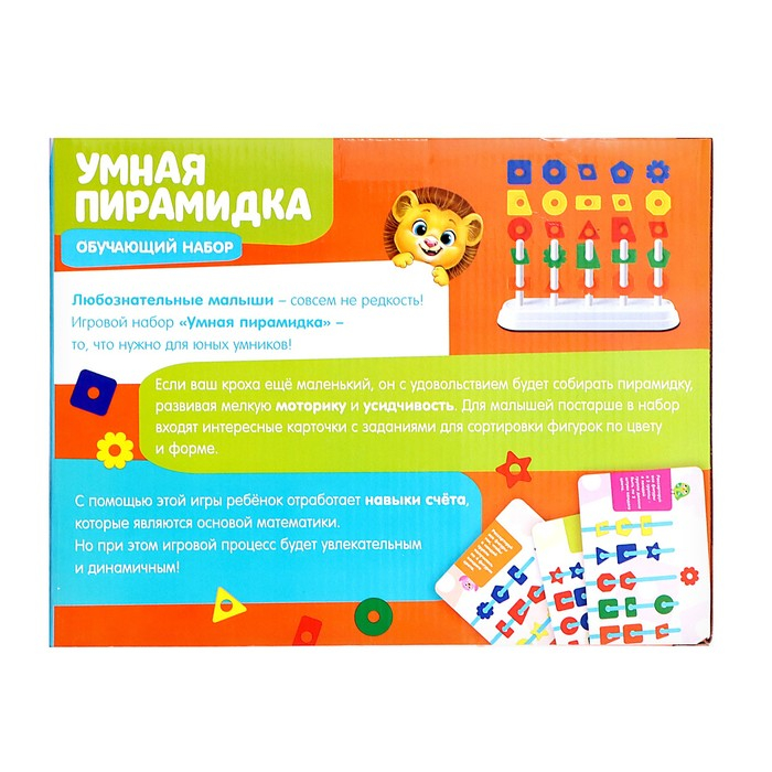 Обучающий набор &laquo;Умная пирамидка&raquo;, звенья, задания, основа, по методике Монтессори
